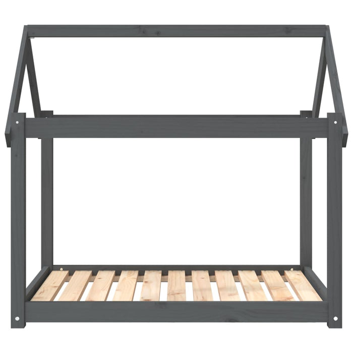 Cuccia per Cani Grigia 101x70x90 cm in Legno Massello di Pino