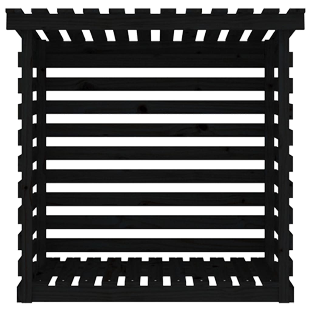 Portalegna Nero 108x73x108 cm in Legno Massello di Pino 822226