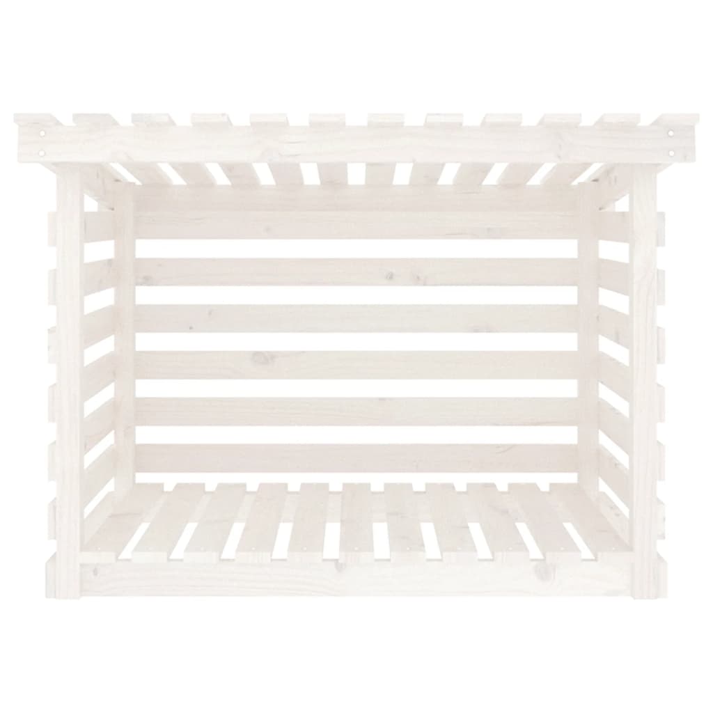 Portalegna-Scaffale per Legna Bianco 108x73x79 cm in Legno Massello di Pino