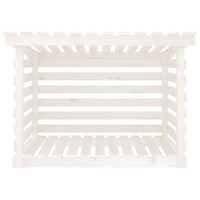 Portalegna-Scaffale per Legna Bianco 108x73x79 cm in Legno Massello di Pino