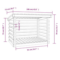 Portalegna Grigio 108x73x79 cm in Legno Massello di Pino 822229