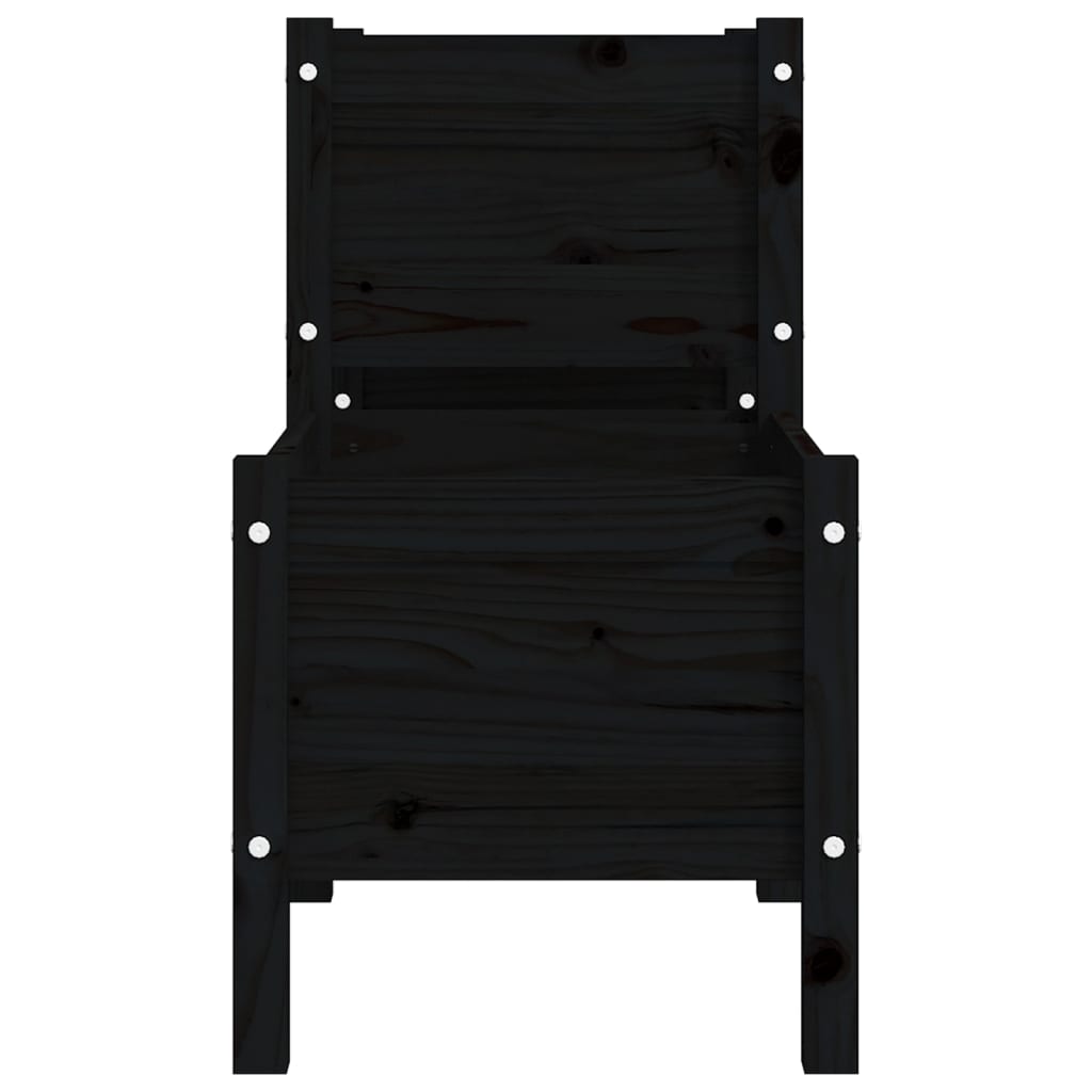 Fioriera-Vaso da Esterno-Contenitore per Piante Nera 178,5x44x75 cm in Legno Massello di Pino