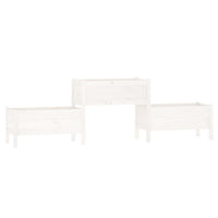 Fioriera-Vaso-Contenitore per Piante Bianca 245,5x44x75 cm in Legno Massello di Pino