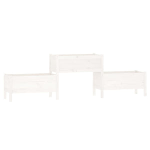 Fioriera-Vaso-Contenitore per Piante Bianca 245,5x44x75 cm in Legno Massello di Pino