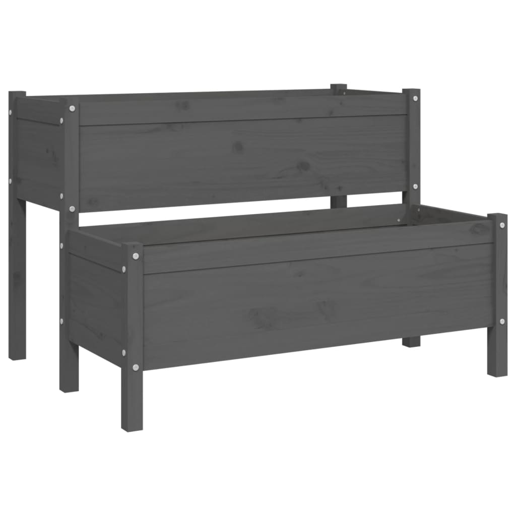 Fioriera-Vaso da Esterno-Contenitore per Piante Grigia 110x84x75 cm in Legno Massello di Pino