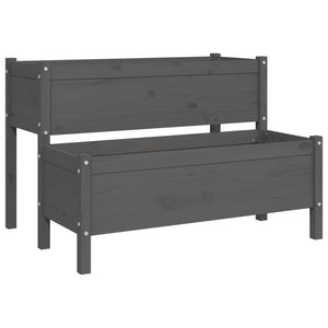 Fioriera-Vaso da Esterno-Contenitore per Piante Grigia 110x84x75 cm in Legno Massello di Pino