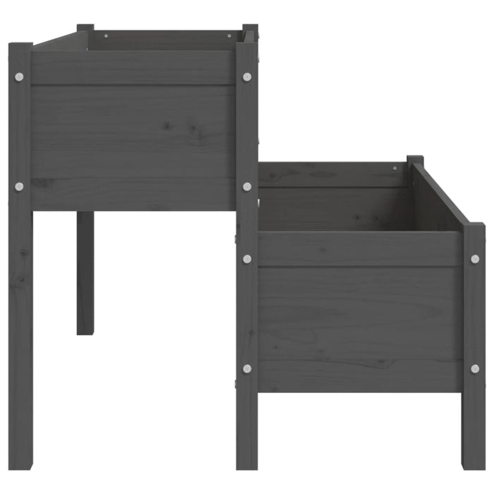 Fioriera-Vaso da Esterno-Contenitore per Piante Grigia 110x84x75 cm in Legno Massello di Pino