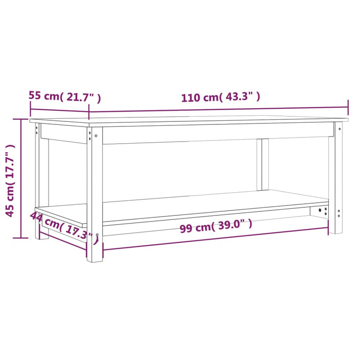Tavolino da Salotto 110x55x45 cm Legno Massello di Pino cod mxl 16797