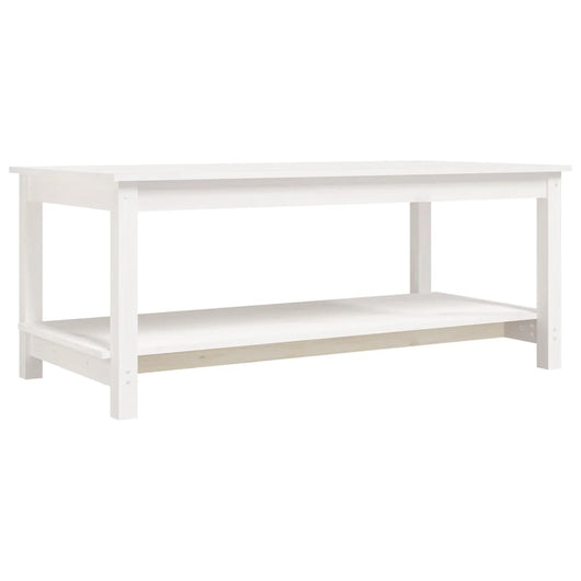 Tavolino da Salotto Bianco 110x55x45 cm Legno Massello di Pino 822273