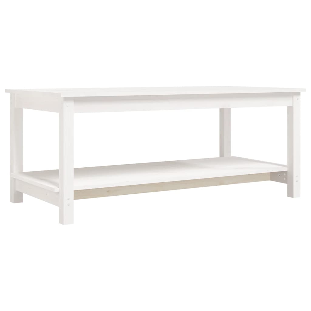 Tavolino da Salotto Bianco 110x55x45 cm Legno Massello di Pino cod mxl 22760