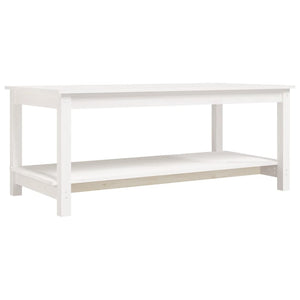 Tavolino da Salotto Bianco 110x55x45 cm Legno Massello di Pino cod mxl 22760