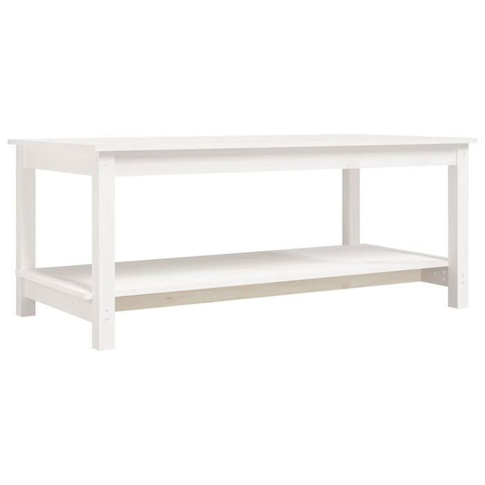 Tavolino da Salotto Bianco 110x55x45 cm Legno Massello di Pino cod mxl 22760