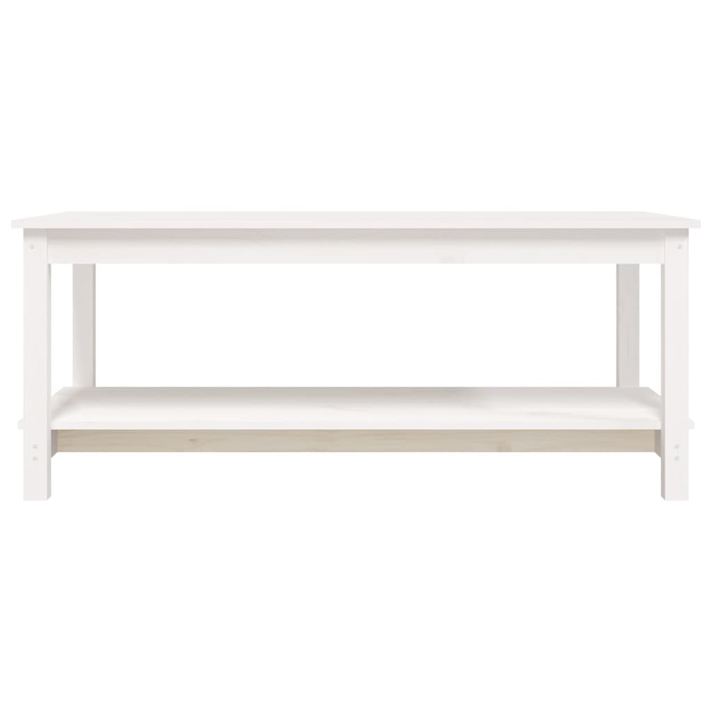 Tavolino da Salotto Bianco 110x55x45 cm Legno Massello di Pino cod mxl 22760