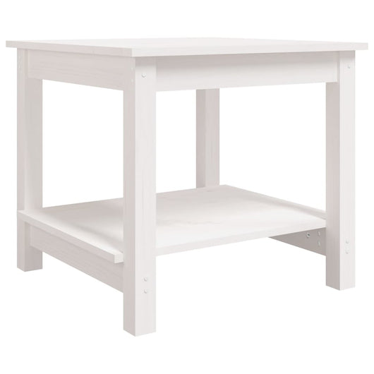 Tavolino da Salotto-Tavolino da soggiorno Bianco 50x50x45 cm Legno Massello di Pino
