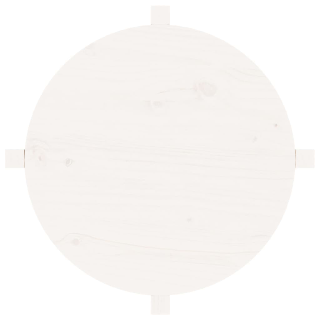 Tavolino da Salotto Bianco Ø 62,5x45 cm Legno Massello di Pino 822303