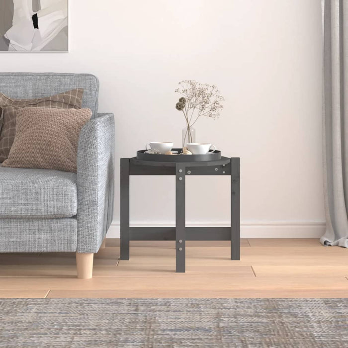 Tavolino da Salotto Grigio Ø 52,5x45 cm Legno Massello di Pino 822309