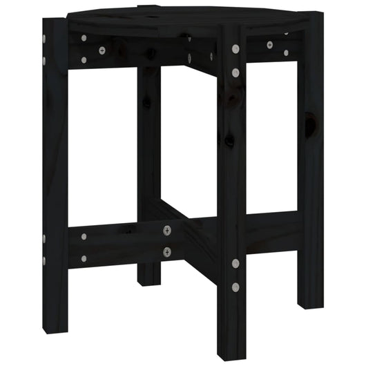 Tavolino da Salotto Nero Ø 42,5x45 cm in Legno Massello di Pino 822316