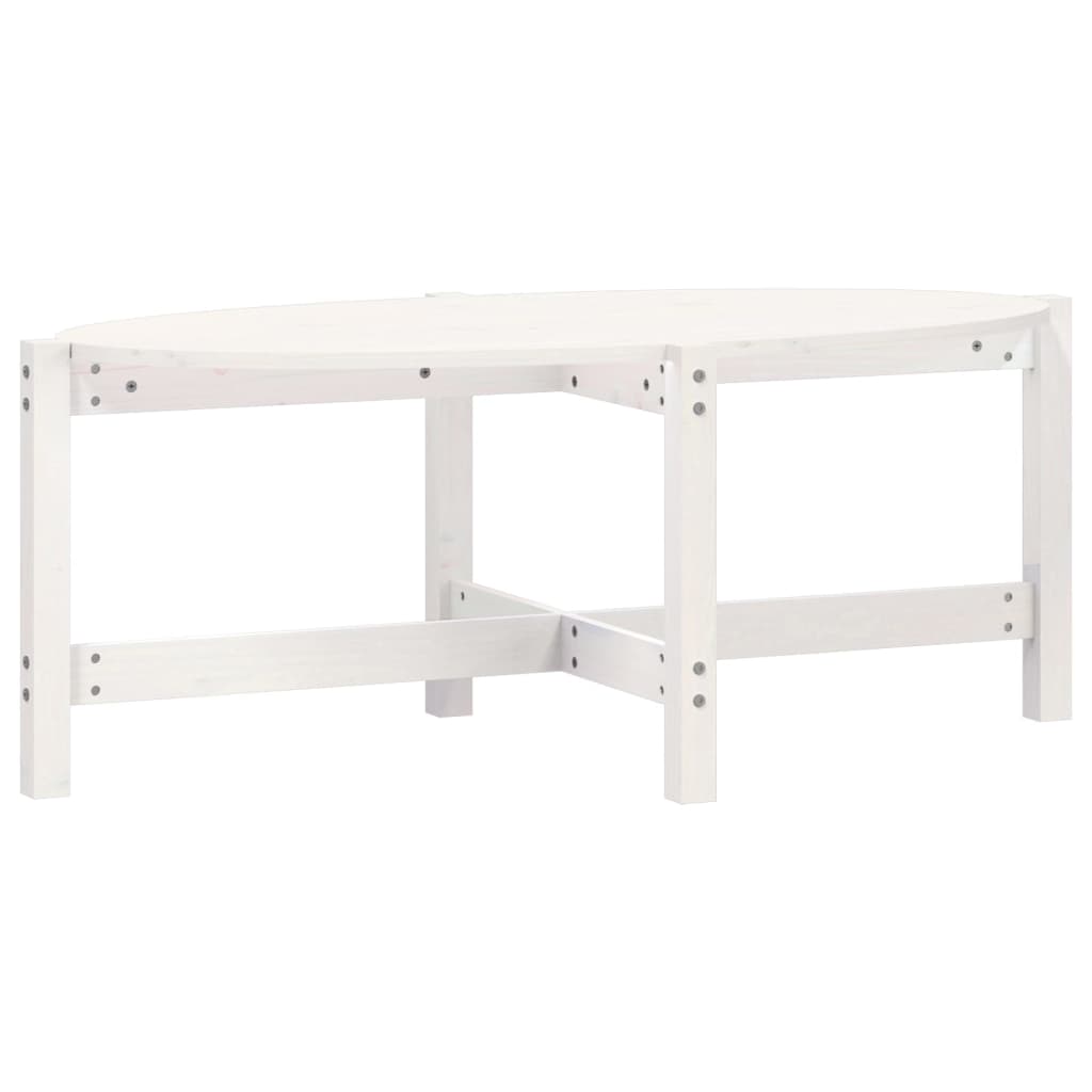 Tavolino da Salotto Bianco 118x63x45 cm Legno Massello di Pino cod mxl 6417