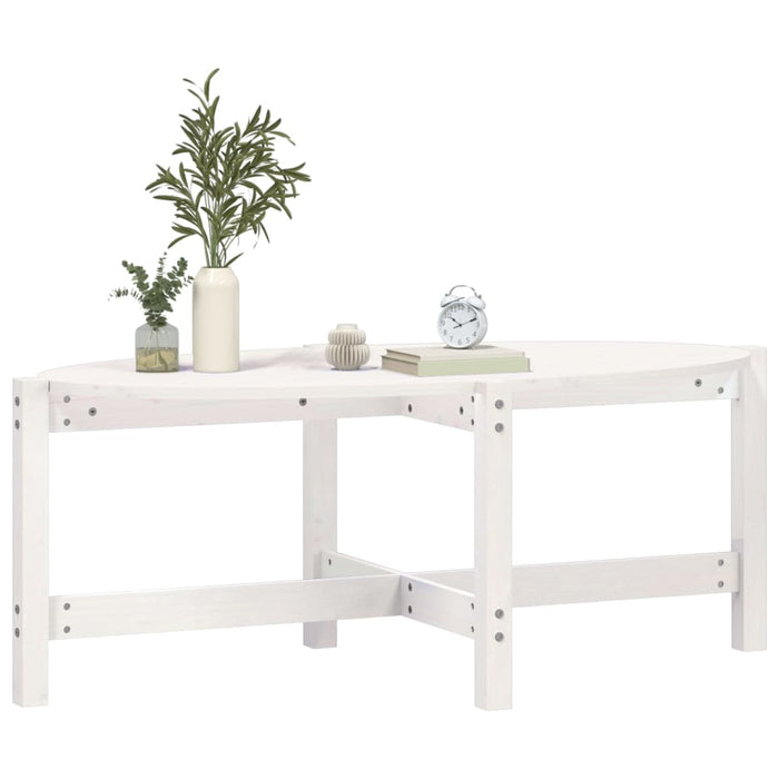 Tavolino da Salotto Bianco 118x63x45 cm Legno Massello di Pino 822318