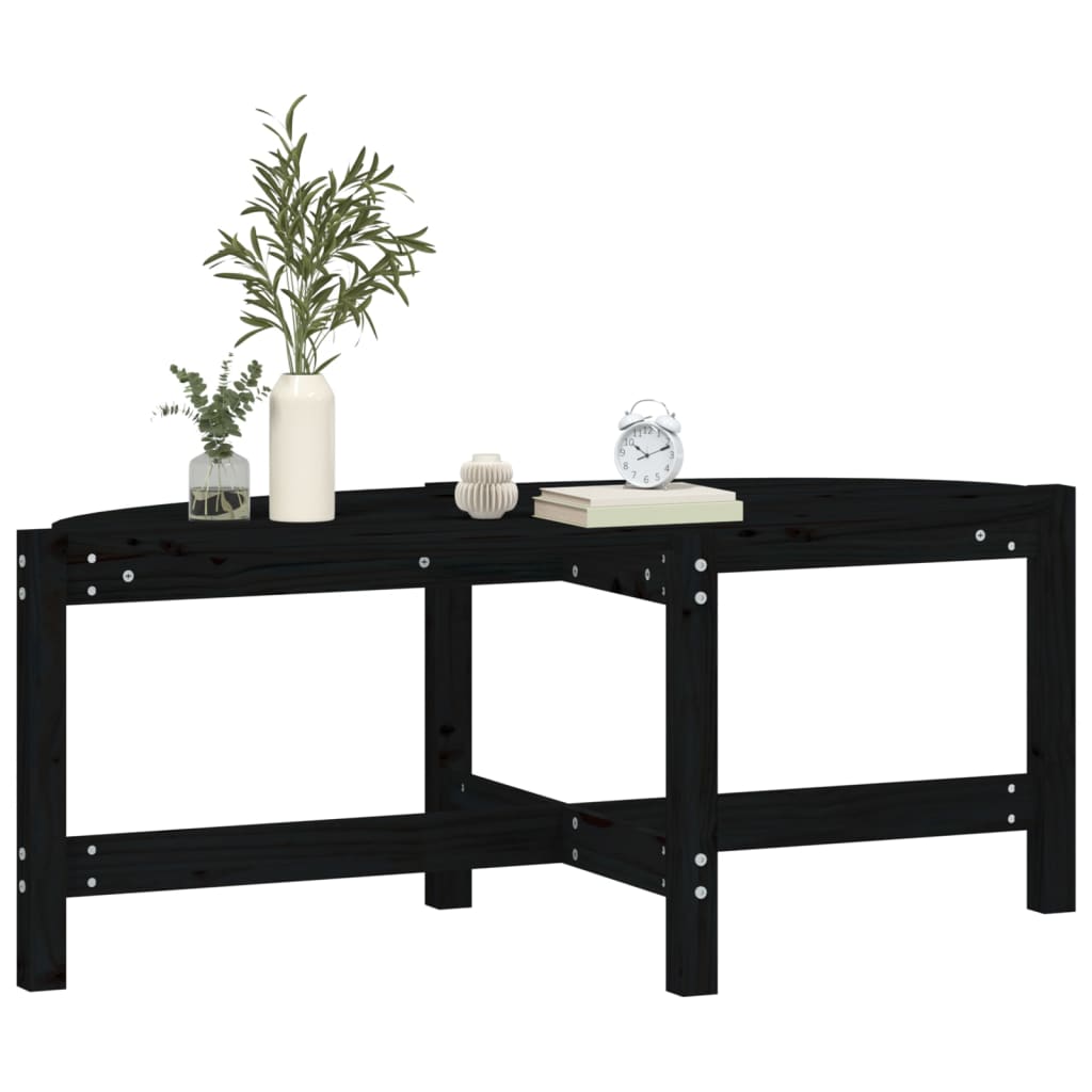 Tavolino da Salotto Nero 118x63x45 cm in Legno Massello di Pino 822321