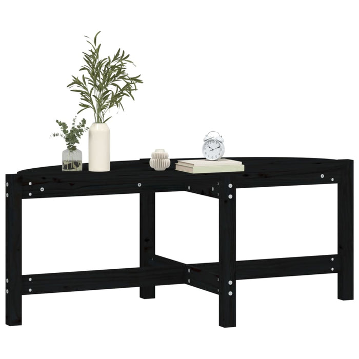Tavolino da Salotto Nero 118x63x45 cm in Legno Massello di Pino 822321