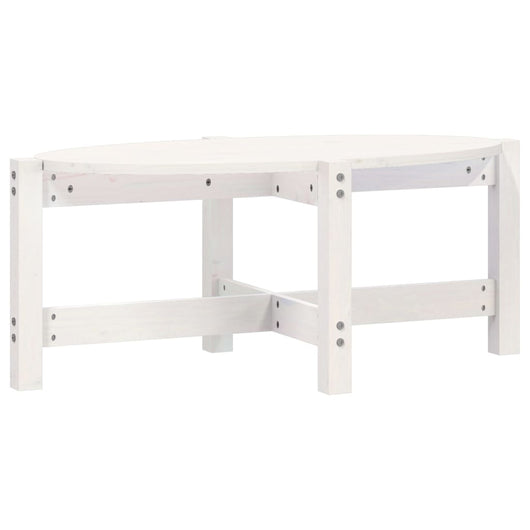 Tavolino da Salotto Bianco 87x48x35cm in Legno Massello di Pino 822323