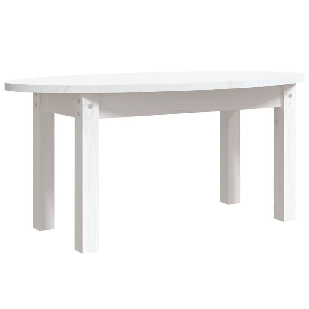 Tavolino da Salotto Bianco 80x40x35 cm Legno Massello di Pino 822348