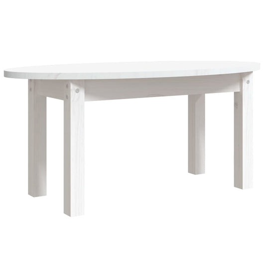 Tavolino da Salotto Bianco 80x40x35 cm Legno Massello di Pino 822348