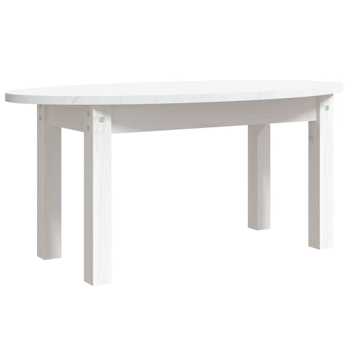 Tavolino da Salotto Bianco 80x40x35 cm Legno Massello di Pino 822348