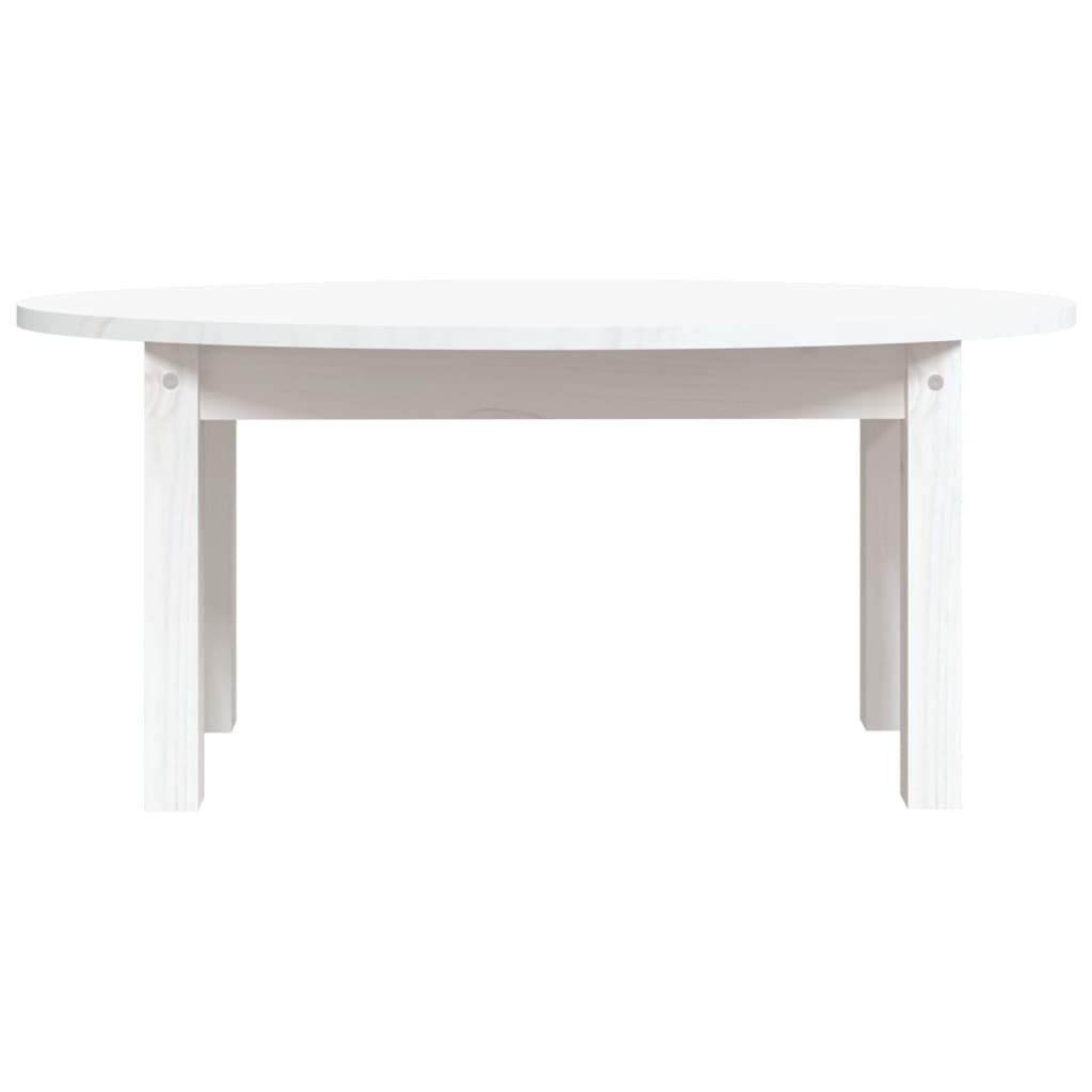 Tavolino da Salotto Bianco 80x40x35 cm Legno Massello di Pino 822348