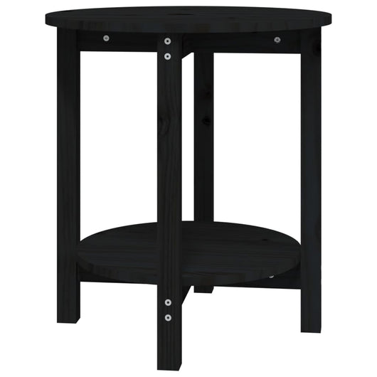 Tavolino da Salotto Nero Ø 55x60 cm in Legno Massello di Pino 822356