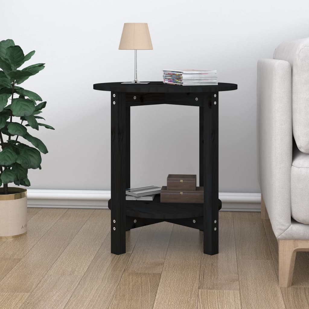 Tavolino da Salotto Nero Ã˜ 55x60 cm in Legno Massello di Pino cod mxl 5564