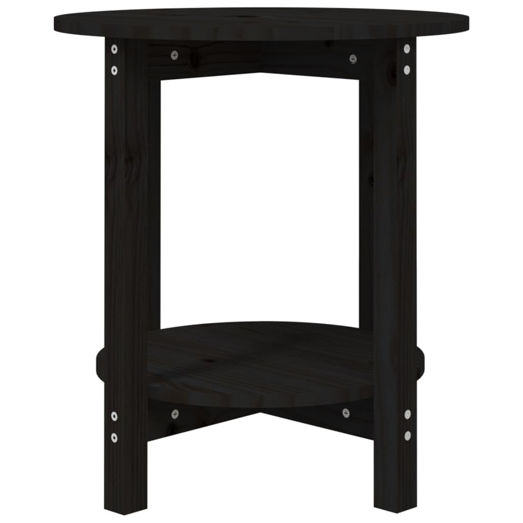 Tavolino da Salotto Nero Ø 55x60 cm in Legno Massello di Pino 822356