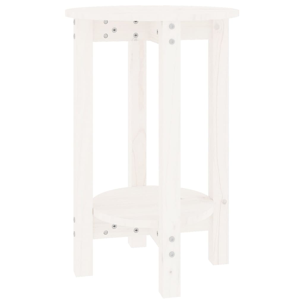 Tavolino da Salotto Bianco Ø 40x60 cm in Legno Massello di Pino 822358
