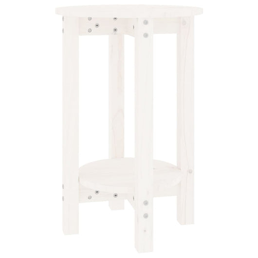 Tavolino da Salotto Bianco Ø 40x60 cm in Legno Massello di Pino 822358