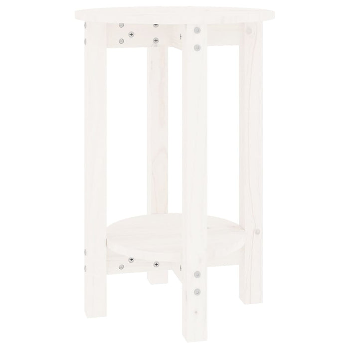 Tavolino da Salotto Bianco Ø 40x60 cm in Legno Massello di Pino 822358