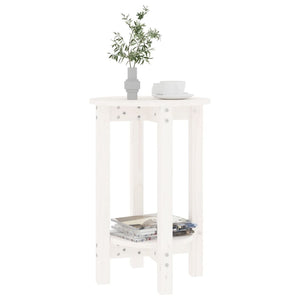 Tavolino da Salotto Bianco Ø 40x60 cm in Legno Massello di Pino 822358