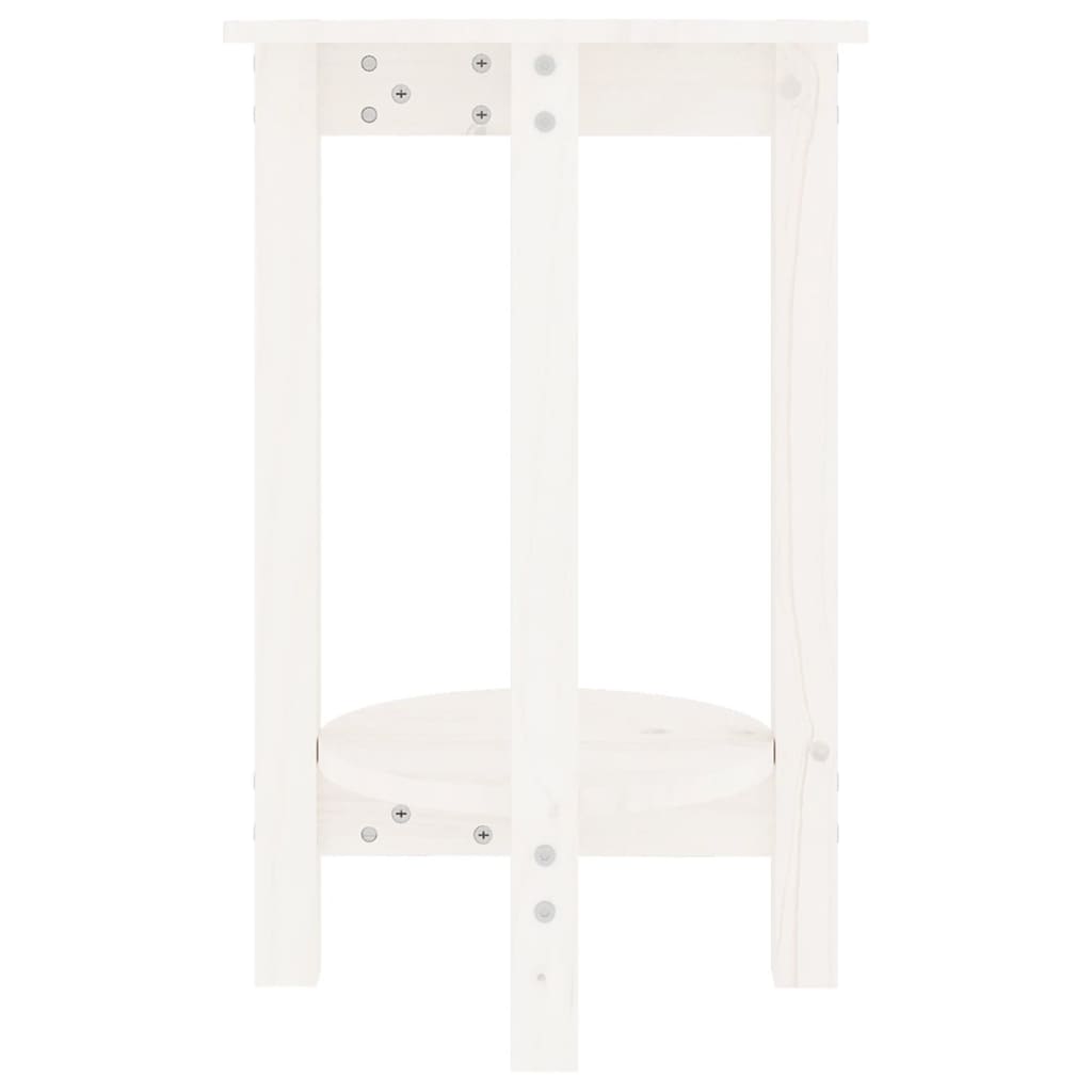 Tavolino da Salotto Bianco Ø 40x60 cm in Legno Massello di Pino 822358