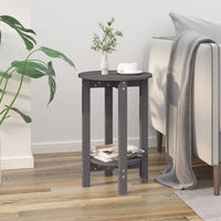 Tavolino da Salotto Grigio Ø 40x60 cm in Legno Massello di Pino 822359