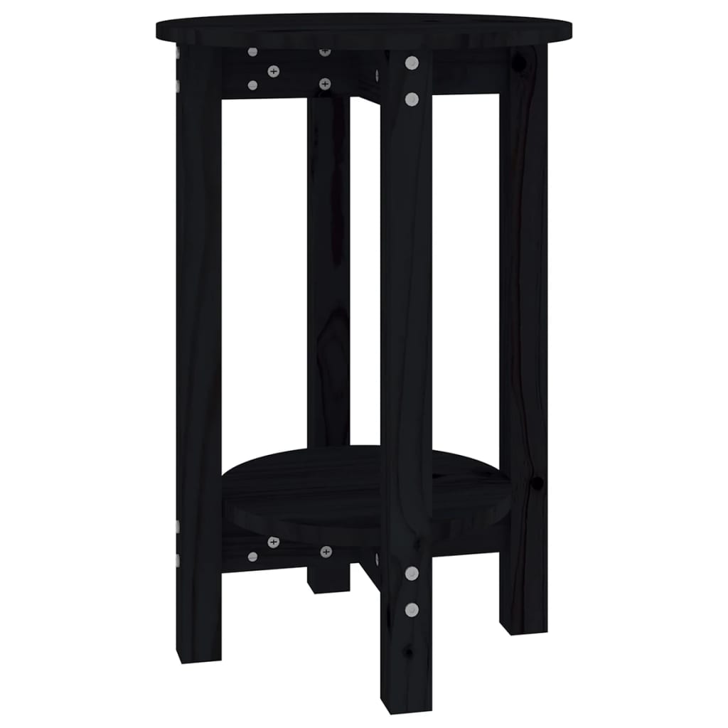 Tavolino da Salotto Nero Ã˜ 40x60 cm in Legno Massello di Pinocod mxl 127793