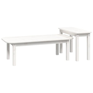 Set Tavolini da Salotto 2 pz Bianco in Legno Massello di Pino cod mxl 24586