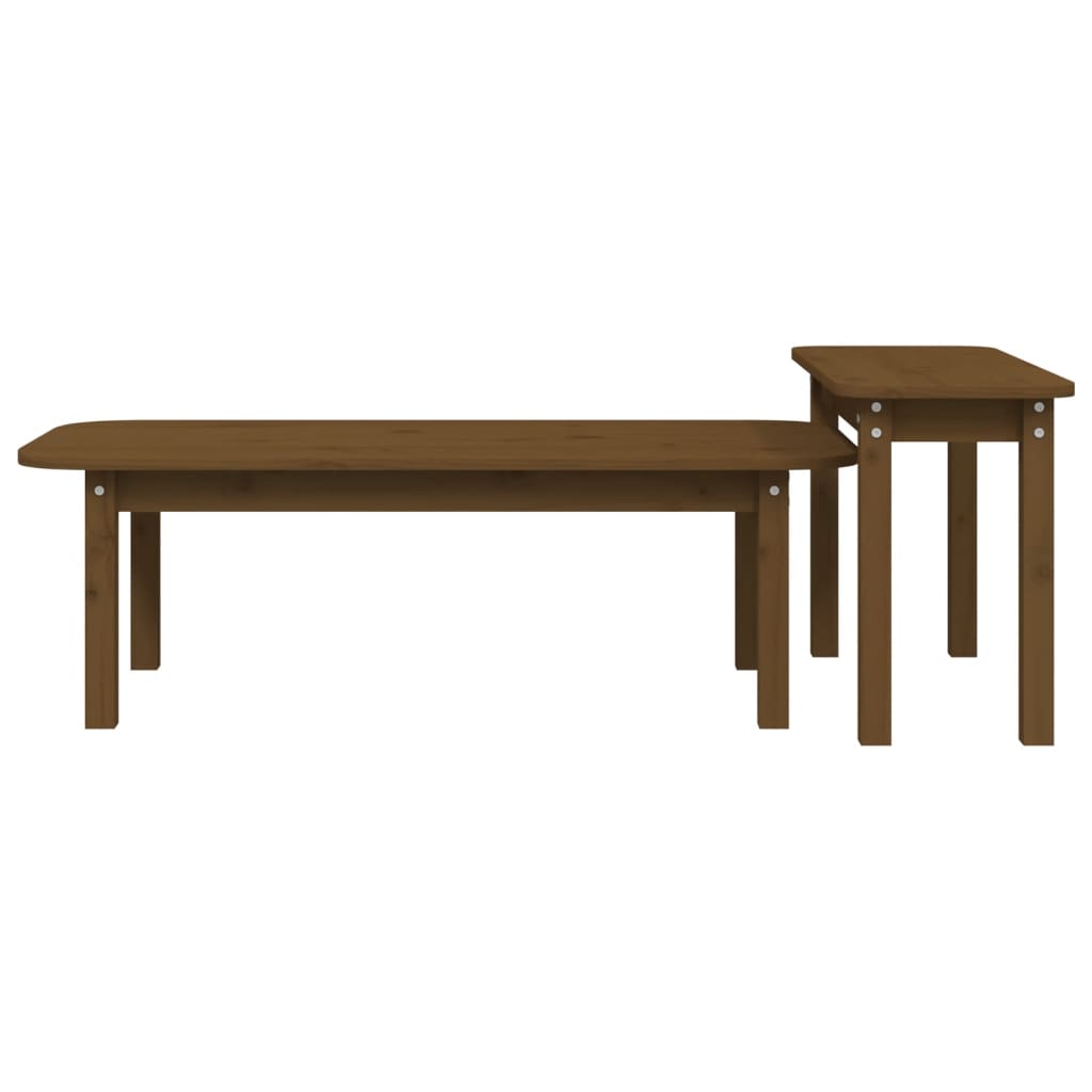 Set Tavolini da Salotto 2 pz Ambra in Legno Massello di Pino 822365