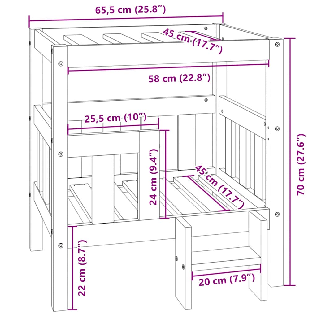 Cuccia per Cani Ambra 65,5x50,5x70 cm in Legno Massello di Pino 822375