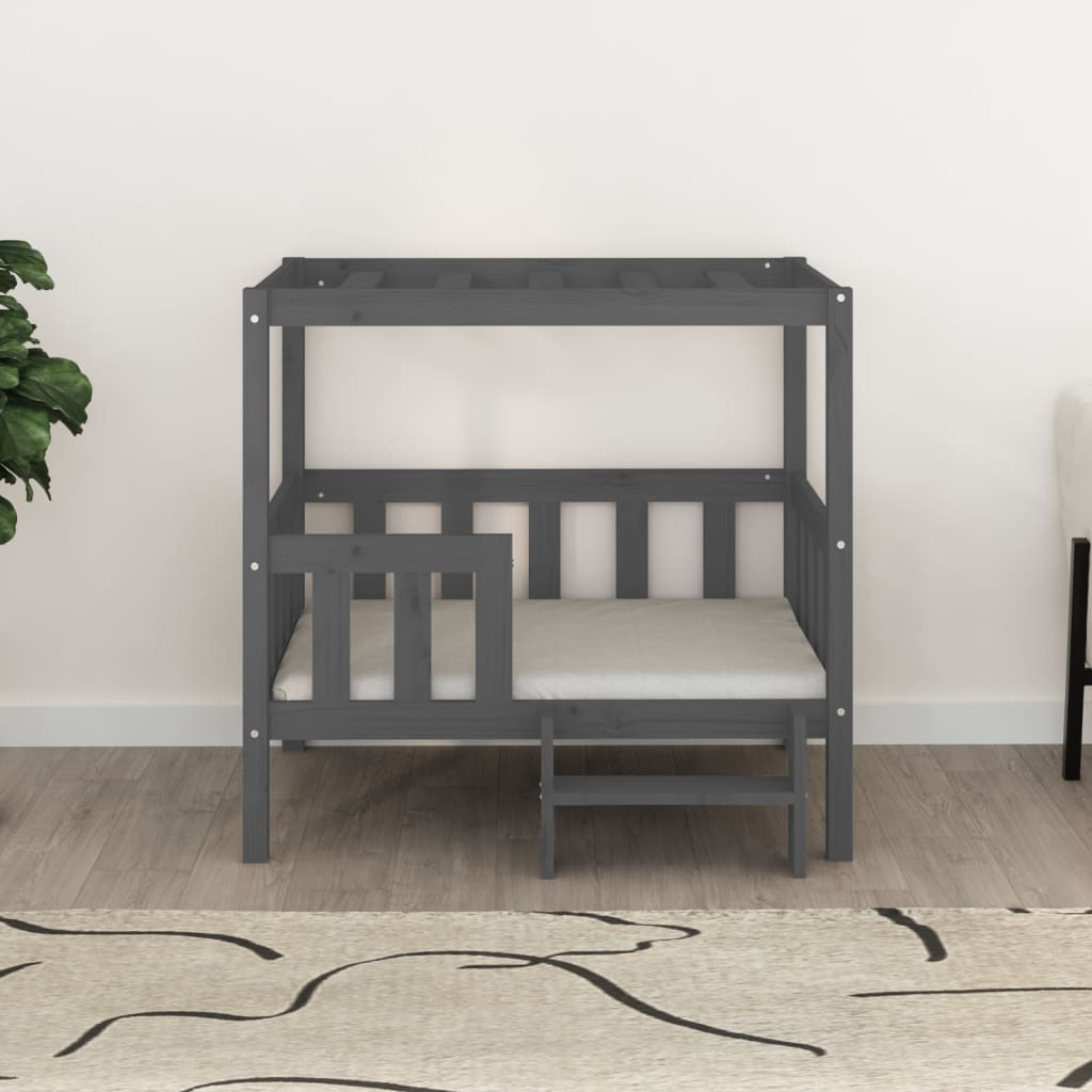 Cuccia per Cani Grigio 95,5x73,5x90cm in Legno Massello di Pino 822384