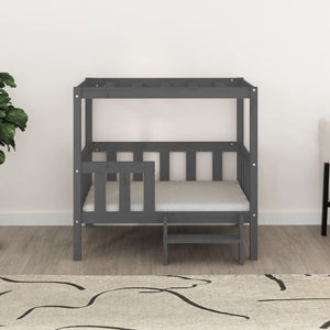 Cuccia per Cani Grigio 95,5x73,5x90cm in Legno Massello di Pino 822384