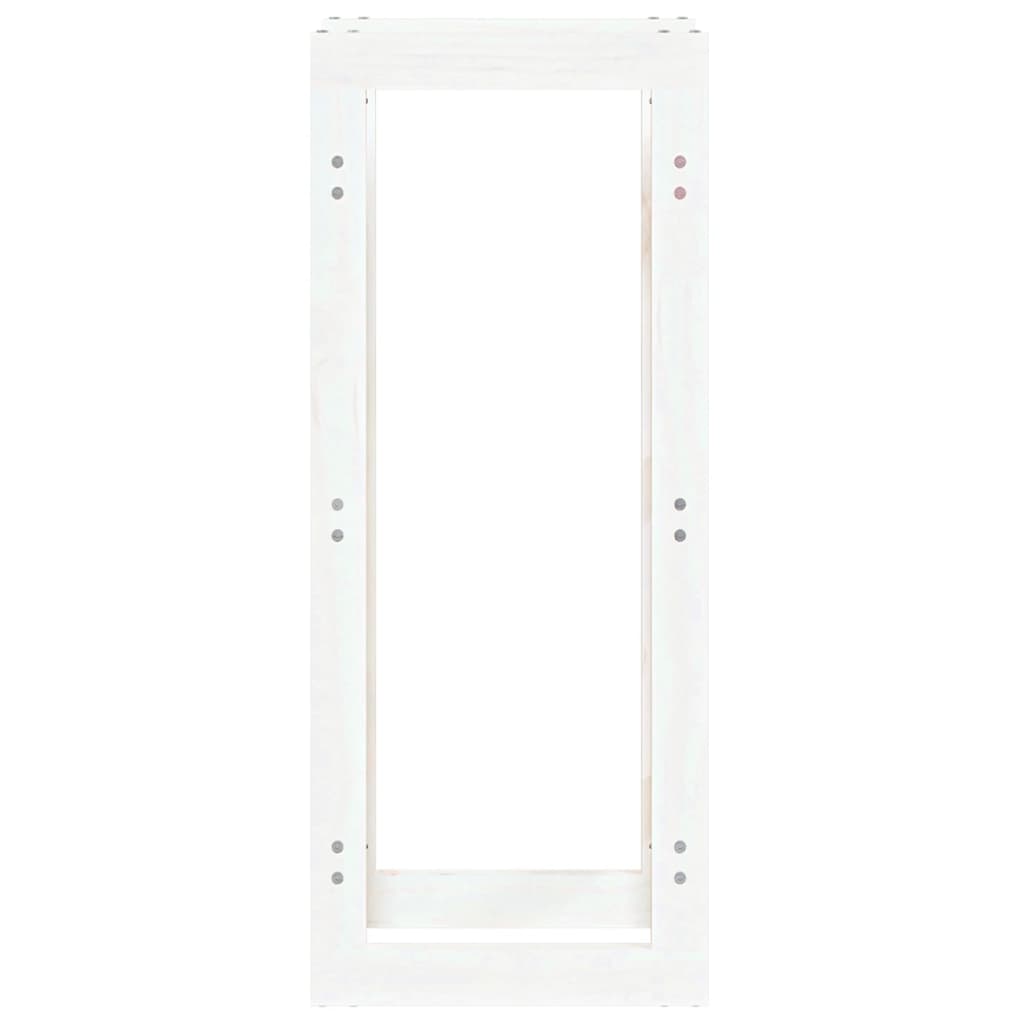 Portalegna-Scaffale per Legna Bianco 41x25x100 cm in Legno Massello di Pino