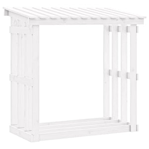 Portalegna Bianco 108x64,5x109 cm in Legno Massello di Pino cod mxl 62439