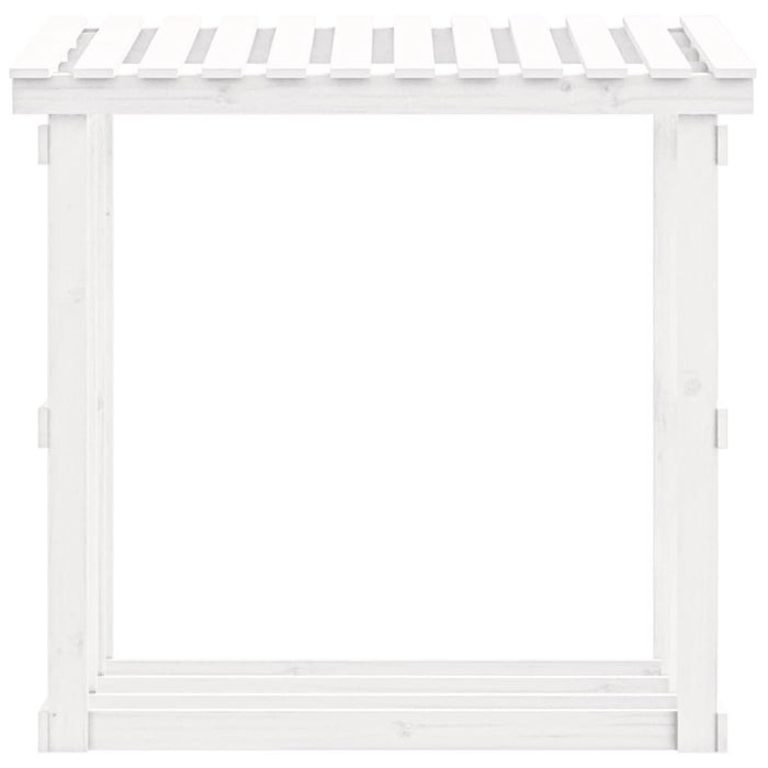 Portalegna-Scaffale per Legna Bianco 108x64,5x109 cm in Legno Massello di Pino