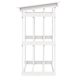Portalegna-Scaffale per Legna Bianco 108x64,5x109 cm in Legno Massello di Pino