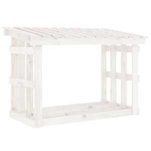 Portalegna-Scaffale per Legna Bianco 108x64,5x77 cm in Legno Massello di Pino